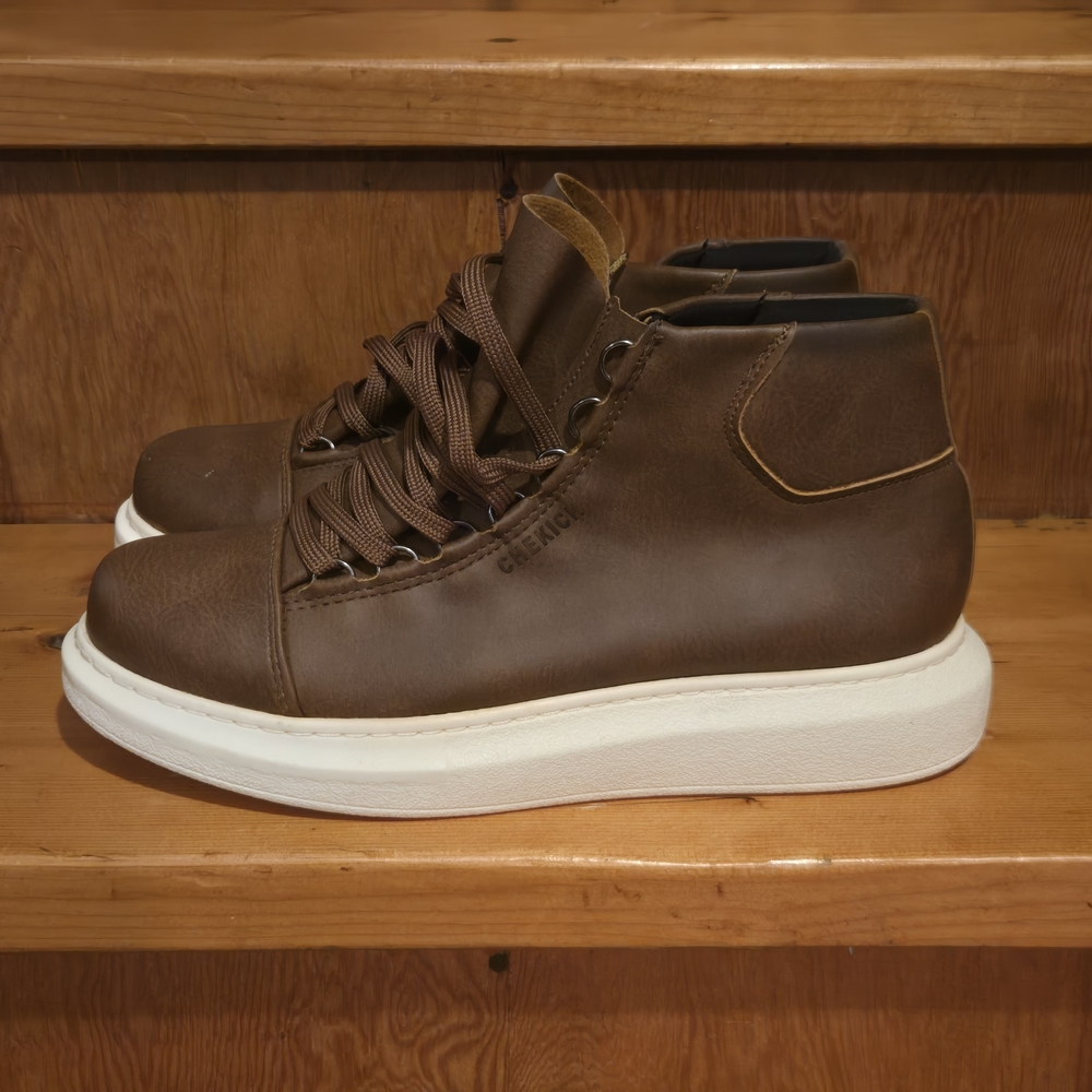 Elan Brown High-Top Men's Shoes